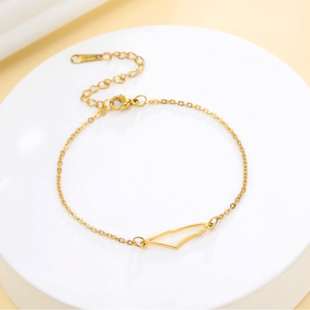 Gold Palestine Map Country Geography Stainless Steel Adjustable Bracelet